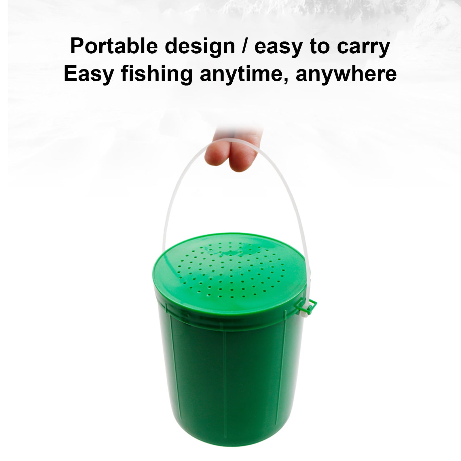 Mairbeon Portable Live Lure Bucket Reusable Plastic Worm Bait Bucket With  Handle Design for Fishing 