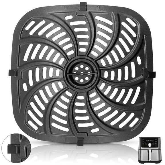 Air Fryer Replacement Tray, Air fryer Accessories Parts Grill Pan Crisper Plate with Rubber Bumpers for Chefman TurboTouch Easy View Air Fryer 8 QT Air Fryer, Non-Stick, Dishwasher Safe