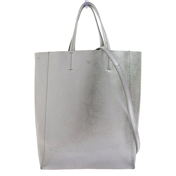 Pre-Owned CELINE Vertical Cabas Small Handbag Shoulder Bag Silver (Good)