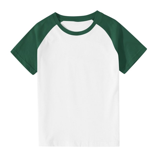 T-Shirts pour Filles, Manches Courtes Raglan Décontractées, Col Rond, Blocs de Couleur, T-Shirts d'Été 3-14 Ans, 50 % Économies d'Été