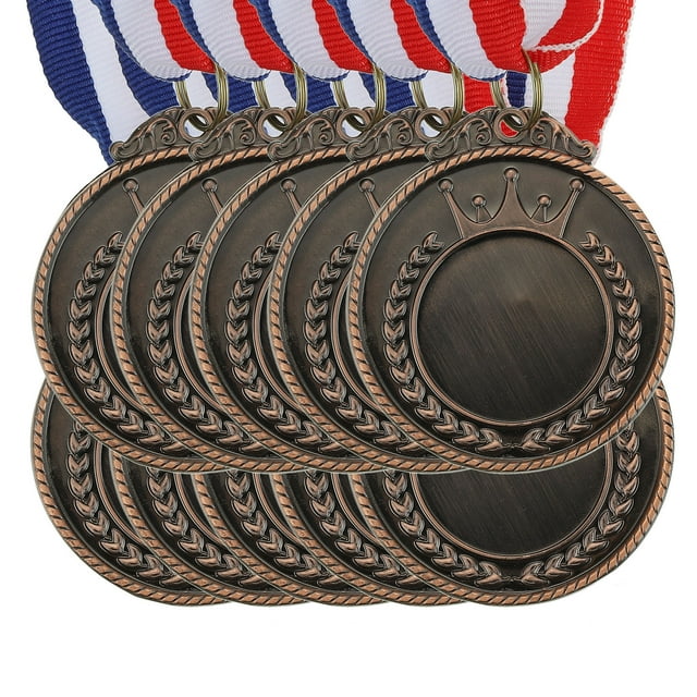 Unique Bargains Médailles de Récompense Vierges, Lot de 10 Médailles de Récompense en Bronze avec Ruban, Concevez Votre Trousse de Médailles