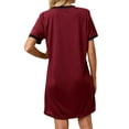 thumbnail image 4 of HUBERY Women Contrast Color Crewneck Short Sleeve Pocket Split Hem Mini Dress, 4 of 5
