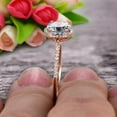 thumbnail image 4 of 1.50 Carat Round Cut Aquamarine Engagement Ring Wedding Anniversary Gift On 10k Rose Gold Halo Design, 4 of 5