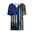 thumbnail image 3 of Feancey Summer Tops for Women 4th of July Casual Henley Shirts USA Flag Stars Striped Distressed Print Tunics Dressy Trendy V Neck Buttons Blouses, 3 of 5