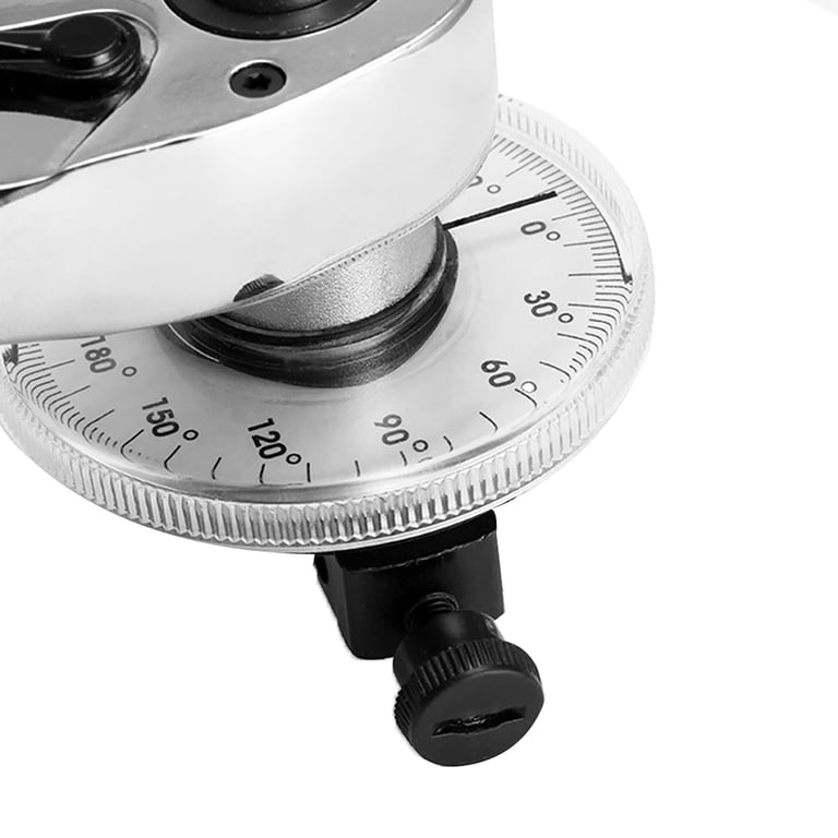 QWORK 1/2" Drive Torque Angle Gauge – Steel, 16.5" Flexible Clamp Arm, 360° Scale With Magnetic Bar, For Cylinder Head Bolts