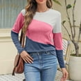 thumbnail image 4 of Womens Tops Color Block Tunic Tops Casual Long Sleeve Shirts Round Neck Pullover Blouses For Women, 4 of 7