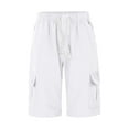 thumbnail image 4 of LIIPEE Boys School Uniform Shorts Solid Color Elastic Waist Drawstring Dress Shorts With Pockets Child Casual Party Shorts,White,11-12 Years, 4 of 9