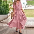 thumbnail image 4 of New Summer Plus Size Dresses for Women 2024 Fashion V-neck Short Sleeve Dress Short Sleeve V-neck Ankle-length Dress, 4 of 5