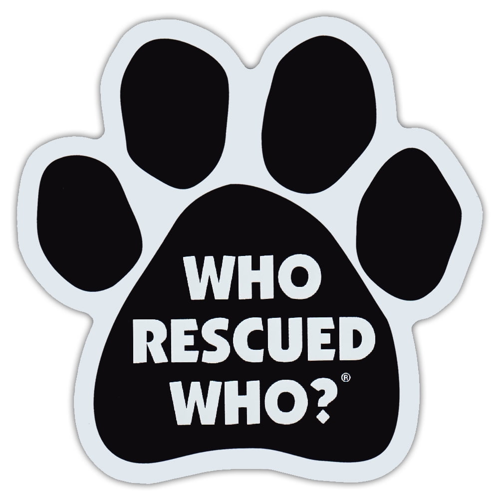 Vinyl Decal Sticker Window Wall Bumper Animal Adopt Dog Cat Paw WHO RESCUED WHO 