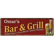 Omar's Bar and Grill Red Man Cave Decor 8x24 Sign 108240054103