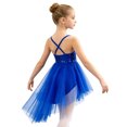 thumbnail image 4 of Aislor Girls Sequined Camisole Ballet Dance Tutu Dress Gymnastic Leotard Asymmetrical Skirt Dark Blue 4XL, 4 of 7
