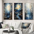 thumbnail image 1 of Designart "Birch Woods Moonlit Euphony VI" Floral Framed Wall Art Set Of 3 - Blue Tree Birch Frame Canvas Set For Living Room Decor, 1 of 6