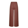 thumbnail image 4 of Clothing 2025 Women's Casual Pants Women Linen Palazzo Pants Wide Leg High Waist Summer Casual Boho Trousers Travel Vacation Outfits Women Blendingpants, 4 of 4