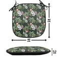 thumbnail image 4 of Tropical Chair Seating Cushion Set of 4, Pattern of Bouquet with Exotic Flowers Leaves Palms and Flamingos, Seat Pads for Office with Anti-slip Backing, 16"x16", Hunter Green Multicolor, by Ambesonne, 4 of 7