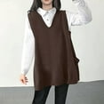 thumbnail image 4 of Women's Loose Swing Cute Oversized Knit Sweater Vest Fall Sweaters with Pockets Fashion Oversized Knitted Pullover Tops, 4 of 7
