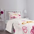 thumbnail image 5 of Ambesonne Pink White Quilted Bedspread Set 2 Pcs, Wedding Rings Hearts, Twin Size, Pink White Orange, 5 of 6