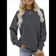 thumbnail image 1 of Sudaderas Informales de Cuello Redondo para Mujer, Camisetas de Larga y Corte Holgado para Otoño. Gris Oscuro L, 1 of 6