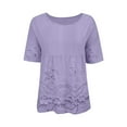 thumbnail image 6 of GZWYHT Boho Floral Tops，Loose Pleated Printed T Shirts Shirts Plus Size 3/4 Sleeve Tunic Top Women's Summer Graphic T-Shirts Cute Casual Retro Casual 3/4 Sleeve Gauze Purple XL, 6 of 9