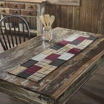 VHC Brands Runner 12x48, Cotton Dining Room, Kitchen Table Runner, Country Farmhouse Style, Wyatt Collection, Rectangle 12x48, Crimson