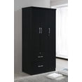 thumbnail image 3 of Hodedah 3-Door 36 in. Wide Armoire with 2-Drawers, Clothing Rod and 3-Shelves in Black, 3 of 9