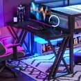 thumbnail image 5 of Leumius Full Size Loft Bed with Gaming Desk,Metal Loft Bed Frame with Full Length Guardrail,LED Lights and USB Ports,Space-Saving,Black, 5 of 13