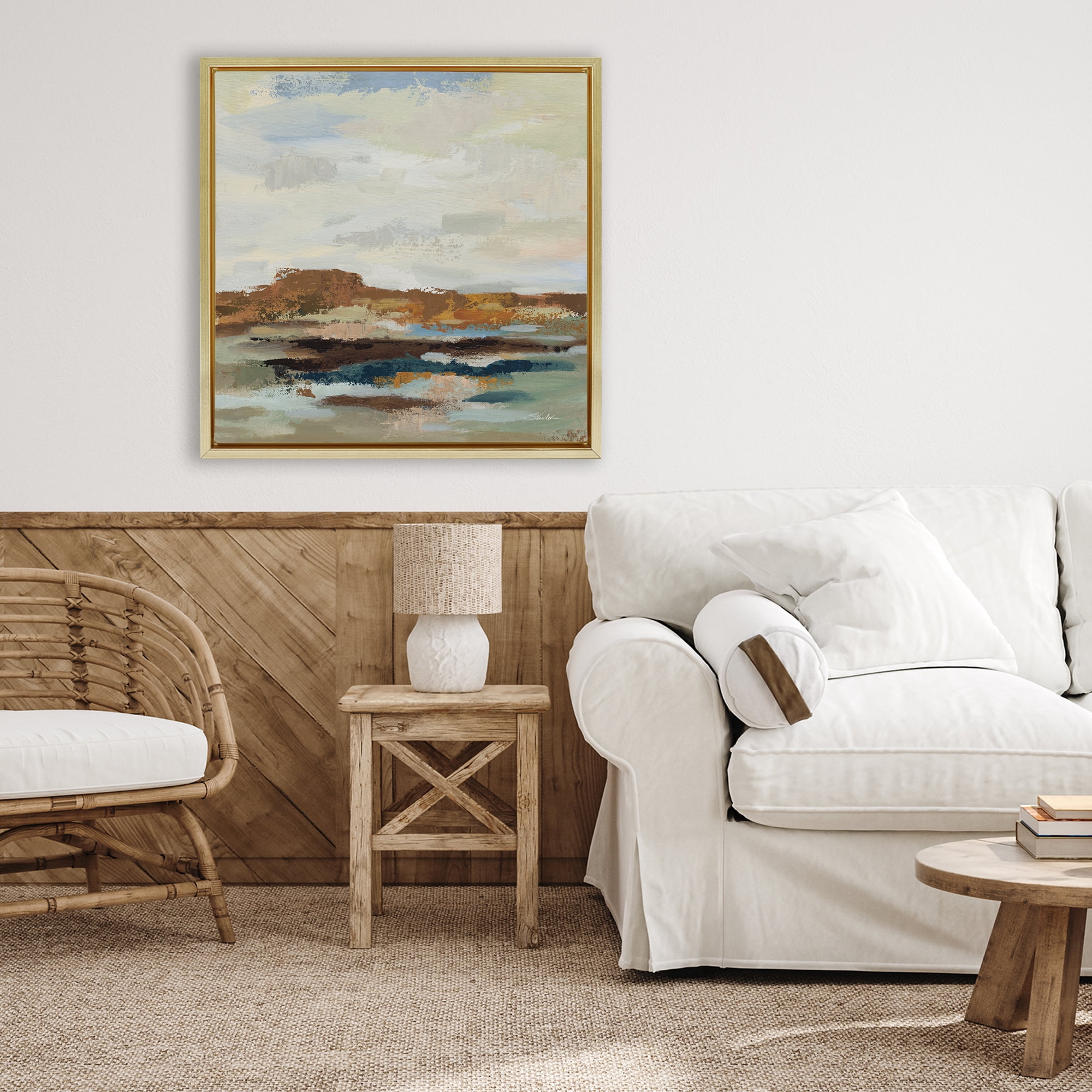 Stupell Industries American West Abstract Gold Framed Floater Canvas Wall Art, design by Silvia Vassileva