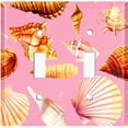 thumbnail image 2 of Metal Light Switch Wall Plate Outlet Cover (Colorful Sea Shells Pattern Pink - Double Toggle), 2 of 2