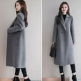 thumbnail image 5 of Women Jacket Turn-down Collar Pockets Solid Color Double-breasted Loose Fit Overcoat Thermal Long Sleeved Commuting Dating Spring Fall Winter Coat, 5 of 8