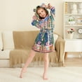 thumbnail image 3 of FORMRS Niños Bathrobe Unisex Hooded Robe Soft Plush Pajamas Sleepwear, Size 2-3T, Green Window, 3 of 7