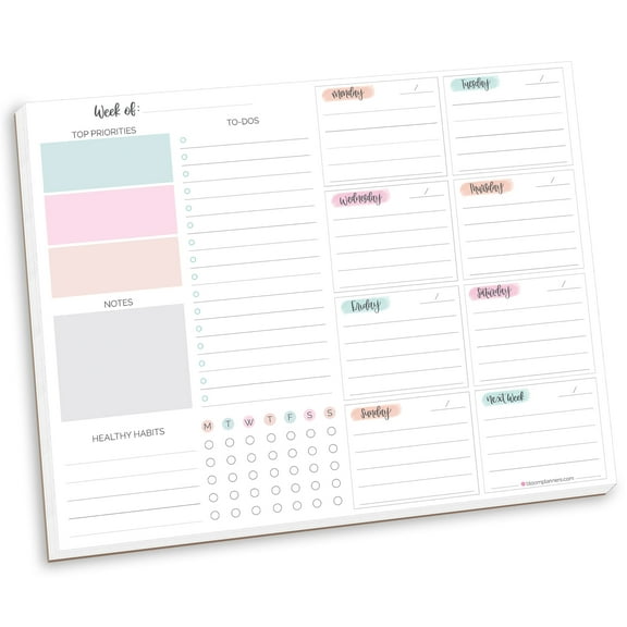 bloom daily planners Planning Pad, Weekly to-do List & Planner, Pastel, 8.5" x 11"