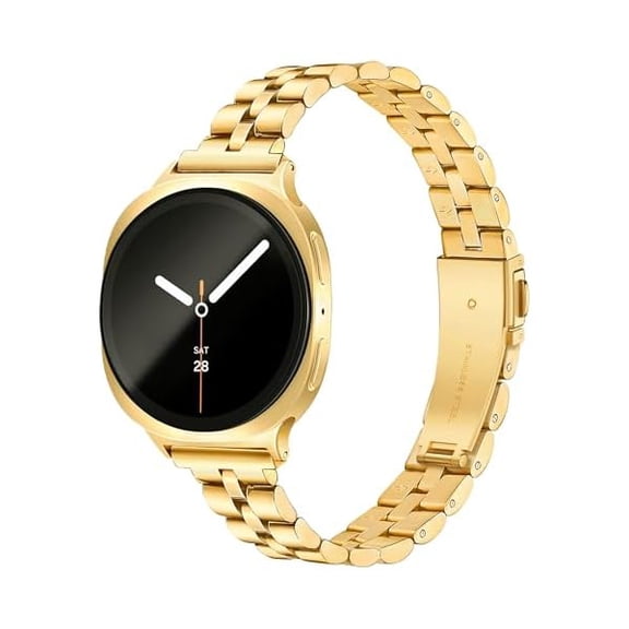 xixishop Slim Metal Band for Samsung Galaxy Watch 8 Band 40mm 44mm/Galaxy Watch 8 Classic Band 46mm Women Men, Stainless Steel Dressy Thin Replacement Bracelet Strap for Samsung Watch 8 Bands-Gold