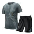 thumbnail image 2 of YHAJDS Summer Mens 2 Piece Outfits Shirt and Shorts Set for Men Crew Neck Short Sleeve and Shorts Casual Sports 2 Piece Tracksuit, 2 of 5