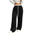 thumbnail image 6 of Trousers Pants for Women Plus Size Wide Leg Pants with Pockets Elastic Waist Loose Long Pants Casual Lounge Workout Jogger, 6 of 9