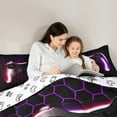 thumbnail image 5 of Manfei Game Console Queen Comforter Set,Gamer Gaming Bedding Sets,Red Purple Honeycomb Bedding Comforter Set For Boys,Breathable Bedroom Decorative Reversible,3pcs, 5 of 8