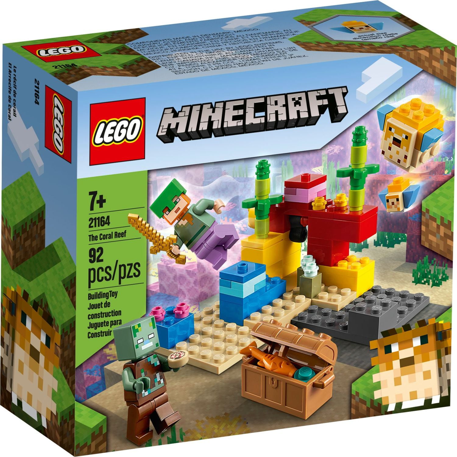LEGO Minecraft Underwater Ocean Set The Coral Reef 21164 with Alex 2 Puffer Fish Figures Walmart