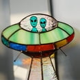 thumbnail image 5 of cpengpj Painted UFO Pendant Cow Stained Glass Window Panel for Door Hanging Garden Home Decoration Window Panel, 5 of 9