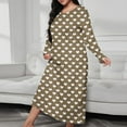 thumbnail image 2 of SROBPTY Womens Pajamas Nightgowns Plus Size, Women's Casual Printed Pajamas Home Wear Long Dress Coffee XL, 2 of 5