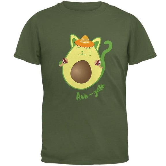 Cinco De Mayo Avogado Avocato Avocado Cat Spanish Mens T Shirt Military Green X-LG