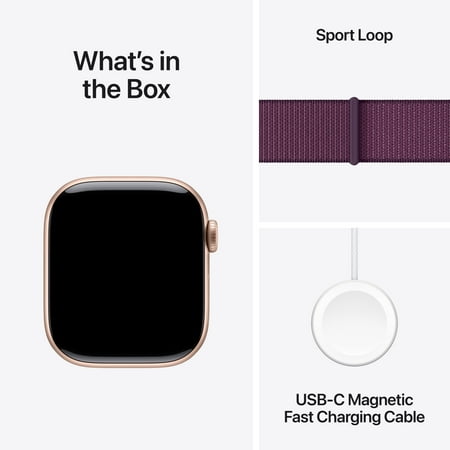 Apple Watch Series 10 (GPS) 42mm Aluminum Case with Plum Sport Loop - Rose Gold - (2024)