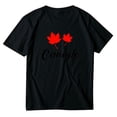 thumbnail image 4 of HOMBOM Womens T Shirts Graphic Tees Summer Maple Leaf Print Short Sleeve Black Soft Crew Neck Tops for Ladies, 4 of 5