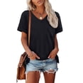thumbnail image 2 of Women Summer Tops Womens T Shirts Short Sleeve V Neck Loose Casual Summer Tops with Pocket, 2 of 5