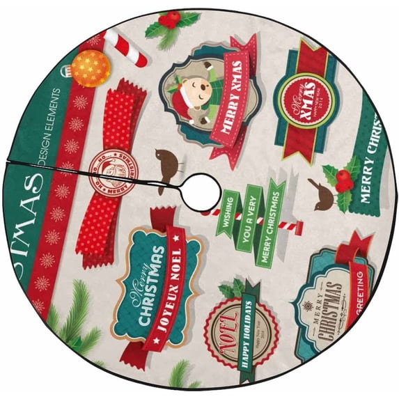 FMSHPON Christmas Design Elements Xmas Christmas Tree Skirt Stand Mat for Holiday Party Decoration Indoor Outdoor 48 inches