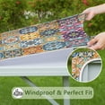 thumbnail image 6 of Multicolor Ethnic Floral Pattern Square Fitted Tablecloth with Elastic Edge,Square Table Cover,Washable Elastic Table Cover for Home Kitchen Party Decor 34"x34", 6 of 6
