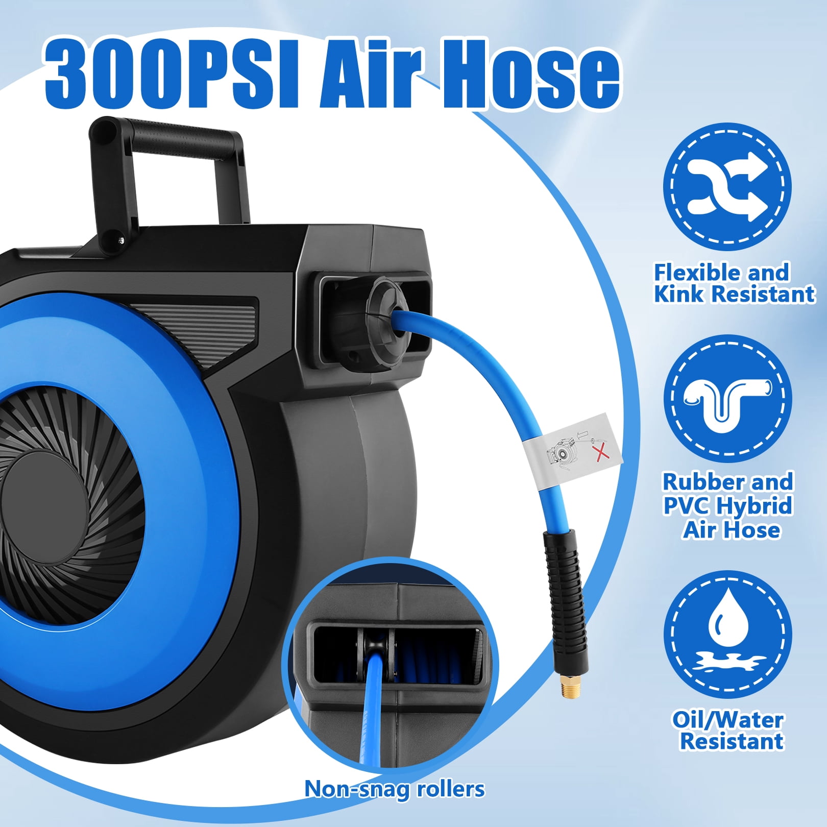 Legooin Retractable Air Hose, 0.375 in x 20 in, Blue