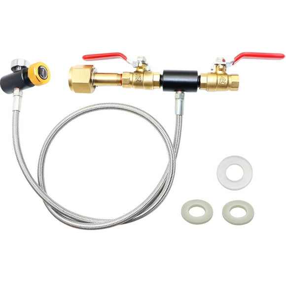 CGA320 G1/2 CO2 Cylinder Refill Adapter Hose, CO2 Refill Station Connector Kit for Filling soda-maker(CGA320 to TR21-4, Dual Valve With Gauge) (24 Inch)
