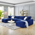 thumbnail image 1 of Modway Commix Canapé Sectionnel 6 Pcs Surrempli en Velours de Performance Garni de Duvet, Bleu Marine, 1 of 10