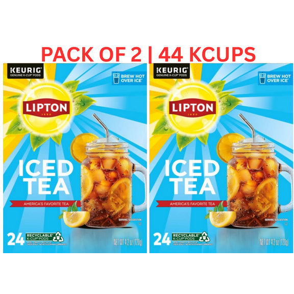 Lipton Unsweetened Iced Tea K-Cups, 48 Count (24ct x 2 Pack) – Classic Black Tea, Caffeinated, Zero Sugar, Keurig Compatible Pods