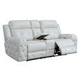 thumbnail image 2 of HomeRoots 383936 White Leather Gel Cover Power Console Reclining Loveseat in Plushily Padded Seats Jewel Embellished Tufted Design Along with Recessed Arm, 2 of 3
