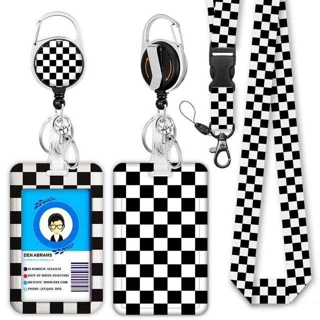 Cordón a cuadros GIANCOMICS con clip de mosquetón para tarjetas