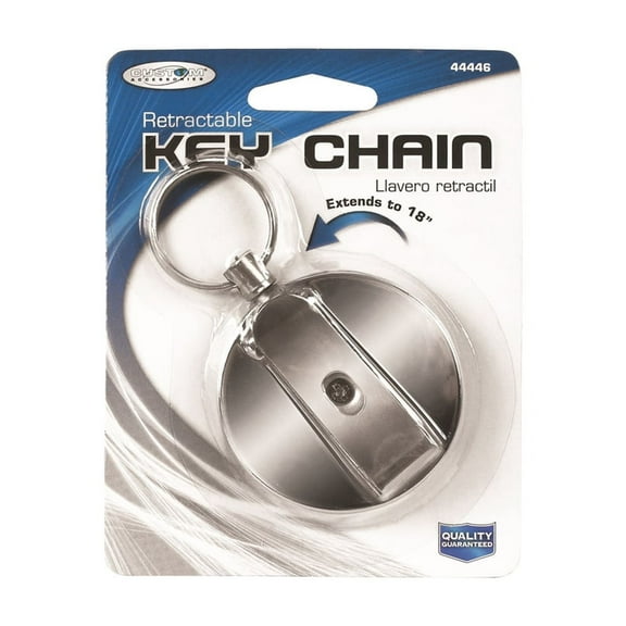 Custom Accessories Chrome Key Chain - Retractable Belt Clip - 1 Piece